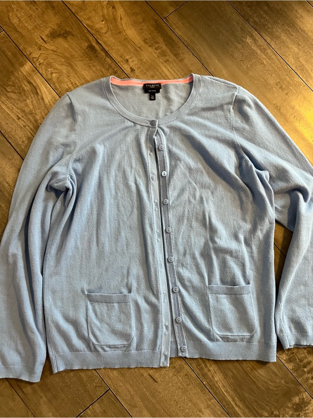 Talbots Periwinkle Crewneck Button-Front Cardigan